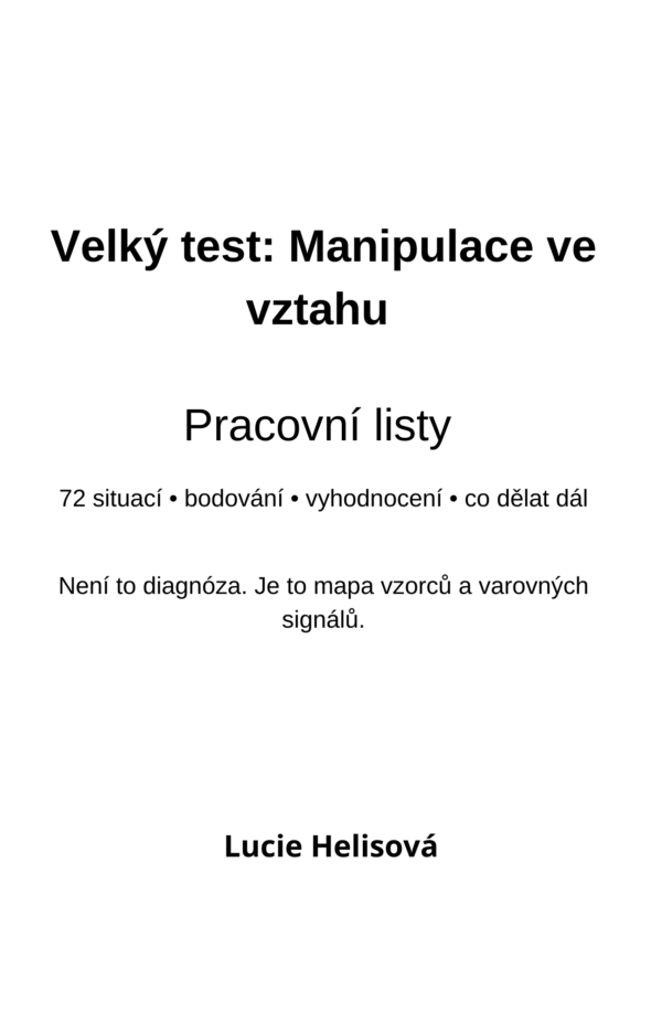 E-book (PDF): Velký test: Manipulace ve vztahu - pracovní listy